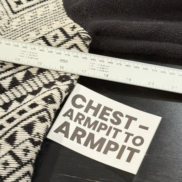 Lucky Brand Black White Aztec Moto Zip Boho Cardigan Sweater Womens Size Medium - Picture 11 of 12